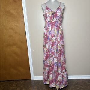 Francesca Floral Tiered Maxi Dress Size L Cottagecore Boho Garden Romantic